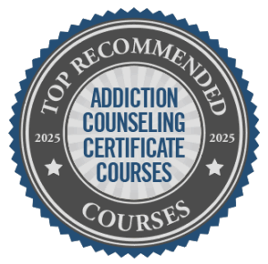 Top 50 addiction counseling certificate courses badge